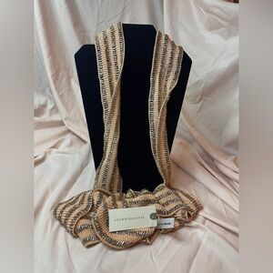 Anthropologie Belt Wrap Sash Coral Peach Rose Gold Beaded  72" x 2.5" O/S NWT